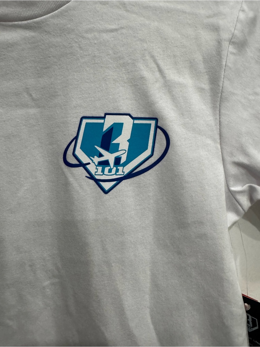 Youth White Short-Sleeve Tee with Blue Shield Graphic - Picture 2 of 8